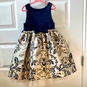 Elegant Navy and Gold Kids Dress